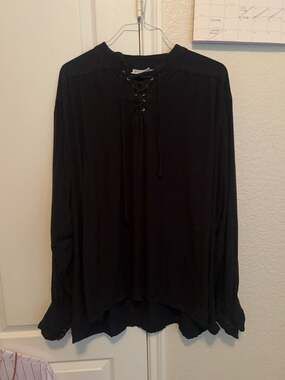The Pirate Dressing Black Lace-Up Poet Shirt XXL